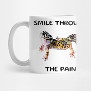 Leopard Gecko Smile Through the Pain Funny Pet Lizard Lover Mug